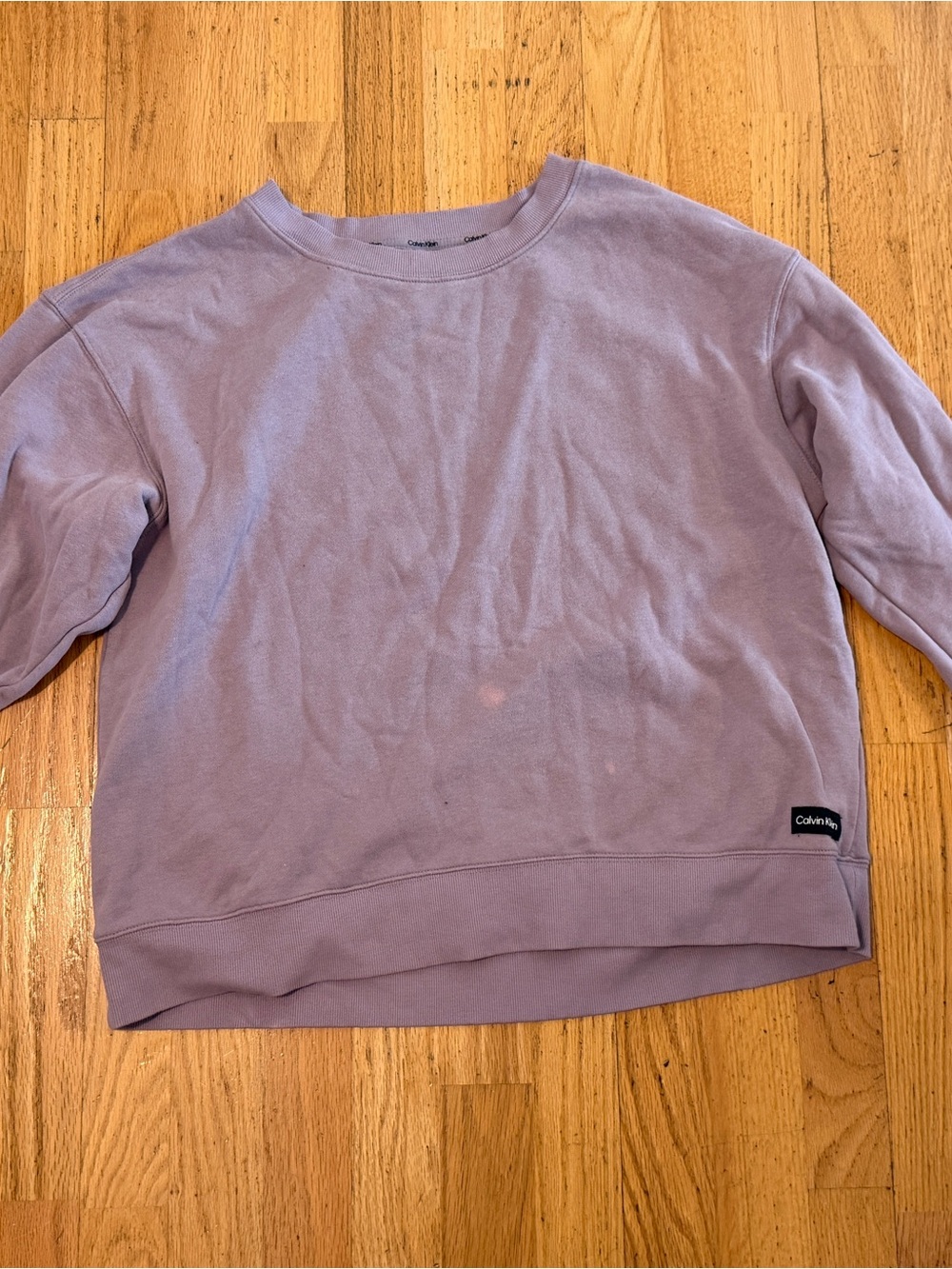 Calvin Klein Sweatshirt XL Dusty Mauve Purple Crewneck Oversized with Stain